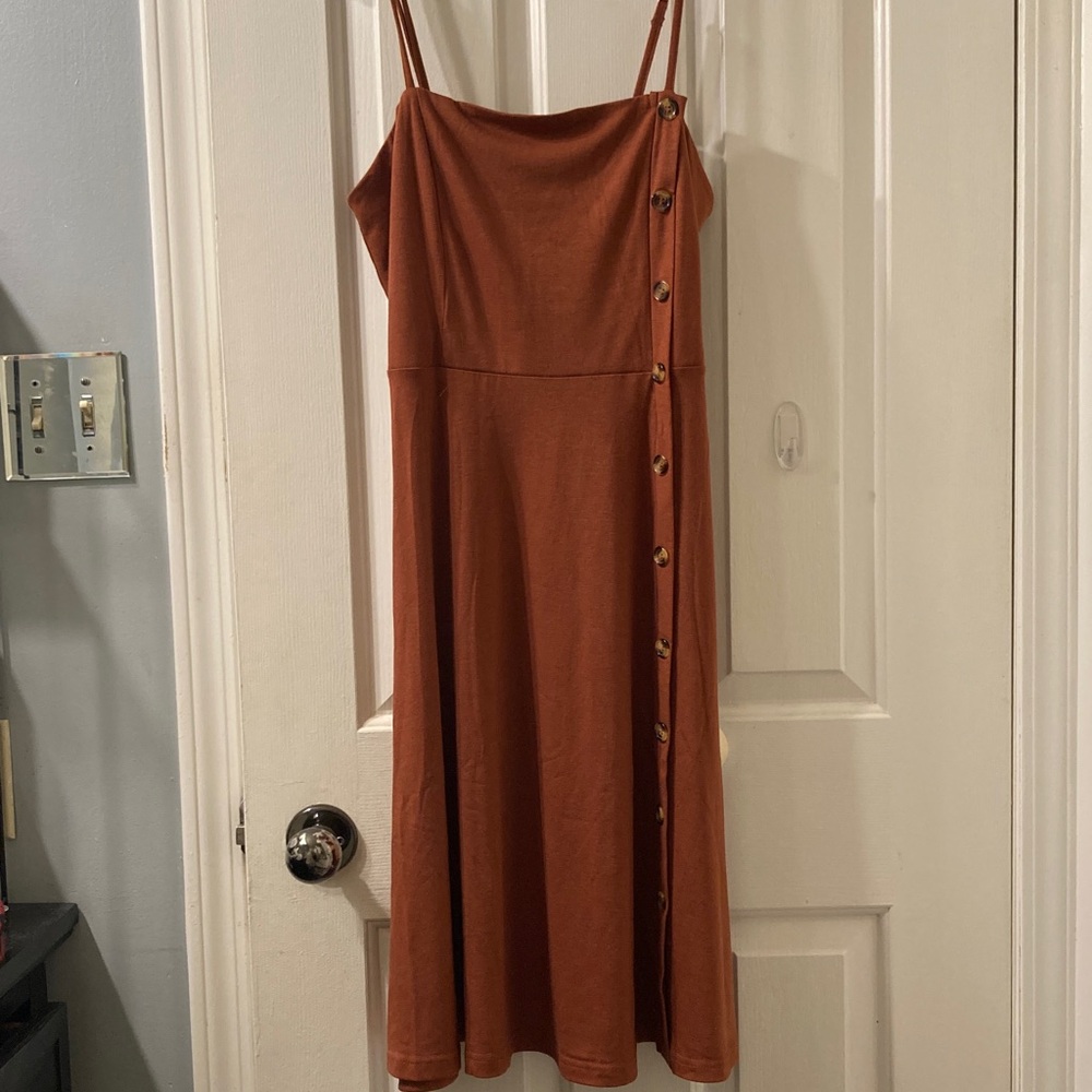 Button-Accent Midi Dress